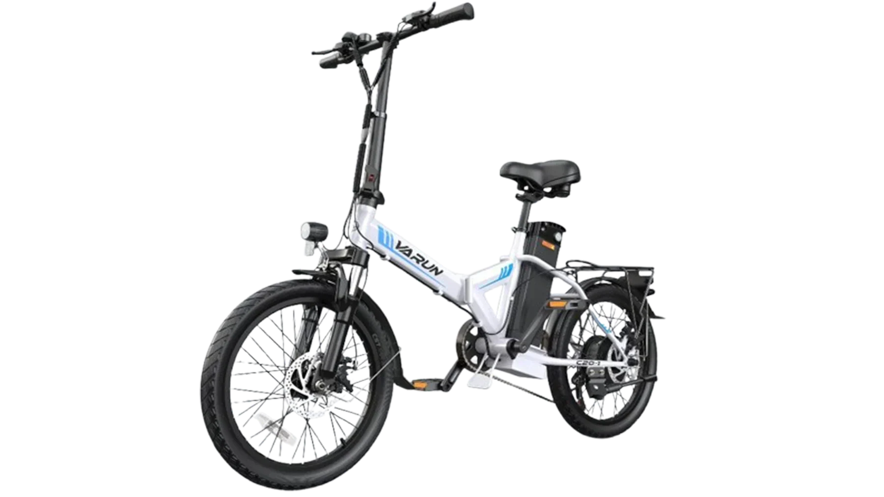 White electric bike with black accents on a white background