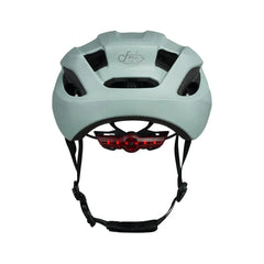 Light blue - Fiido Helmet with a red light on a white background