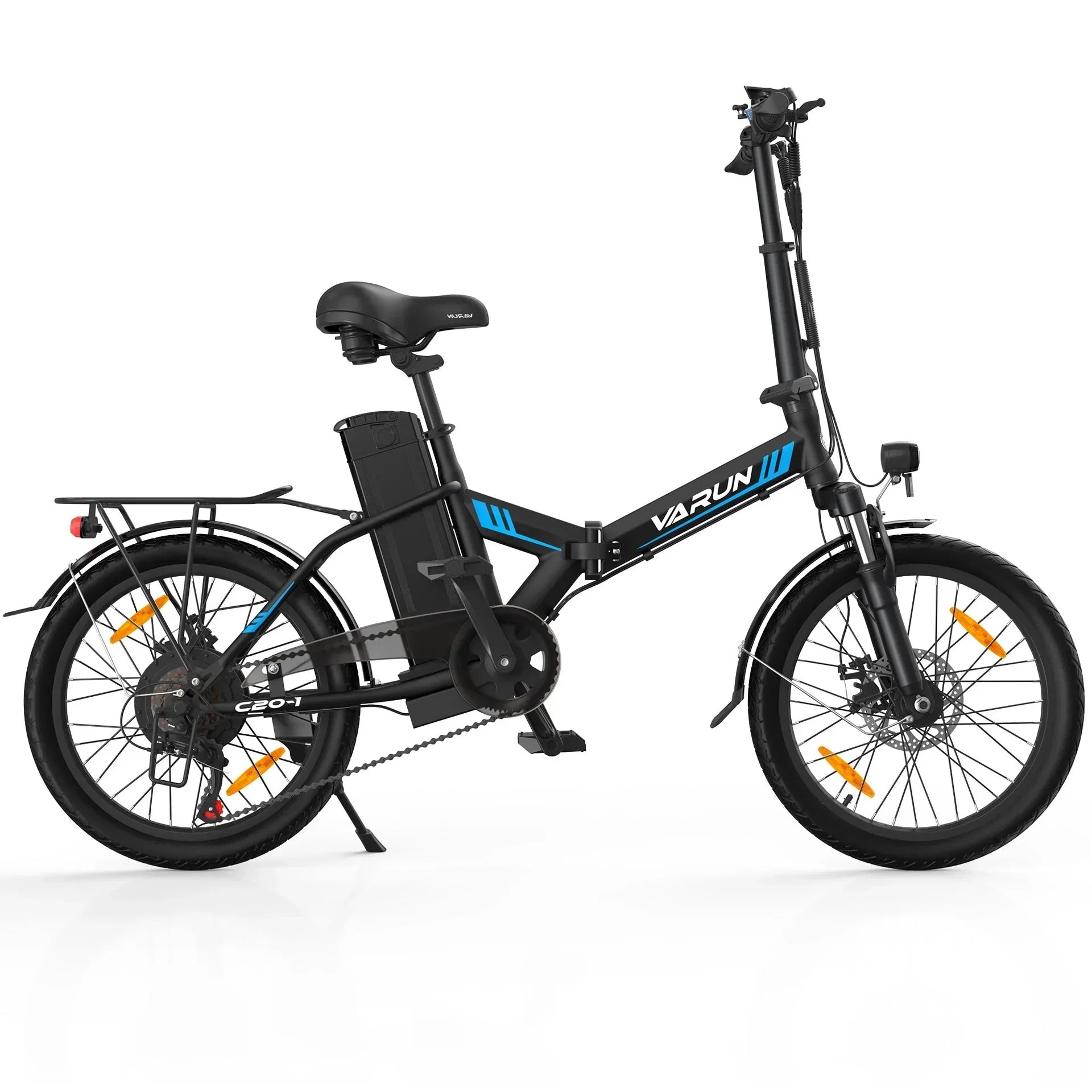 Black electric bike with visible branding on a white background