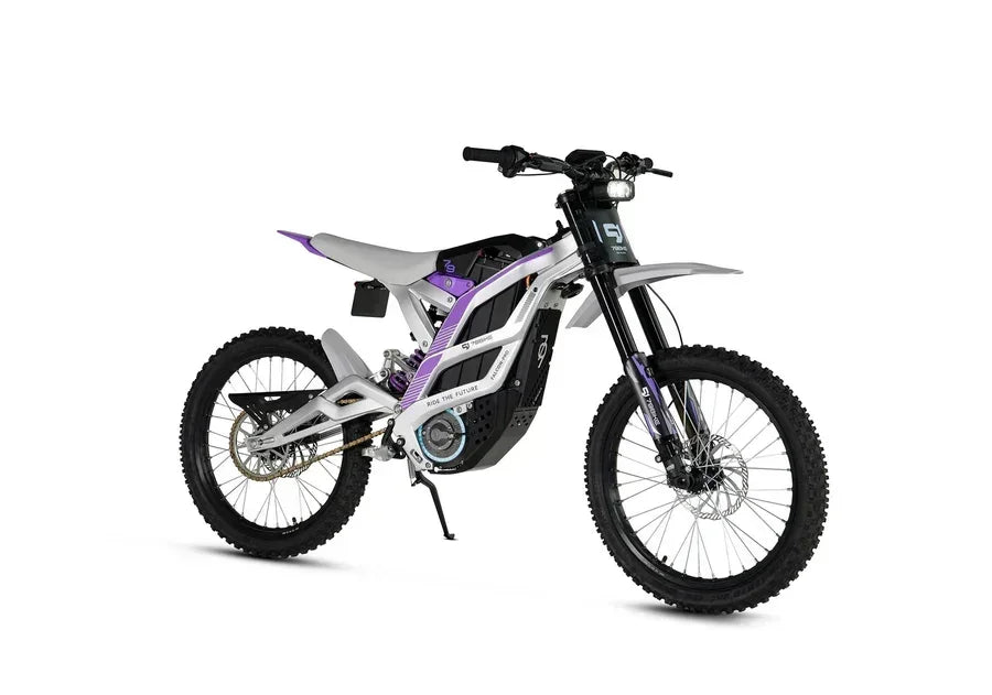 79BIKE Falcon Pro Electric Dirt Motorcycle with a purple and black design on a white background