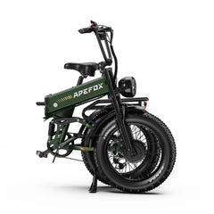 APEFOX RH20 Folding Dual Motor Electric Bike in green with 'APEFOX' branding on a white background