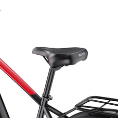 Black DUOTTS F26 Lite Electric Bike seat with a red frame on a white background