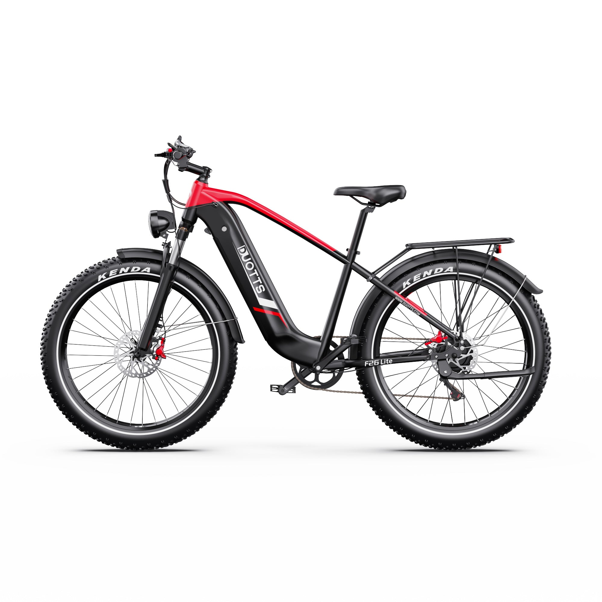 DUOTTS F26 Lite Electric bicycle with red and black frame on a white background