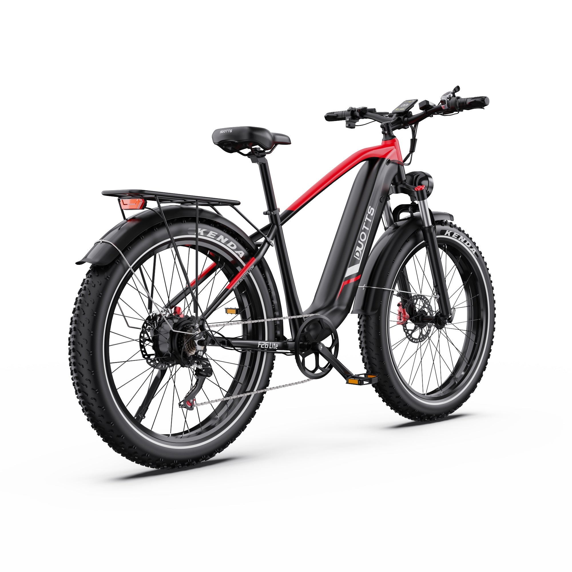 DUOTTS F26 Lite Electric Bike with black frame and red accents on a white background - Pogo Cycles, Ireland