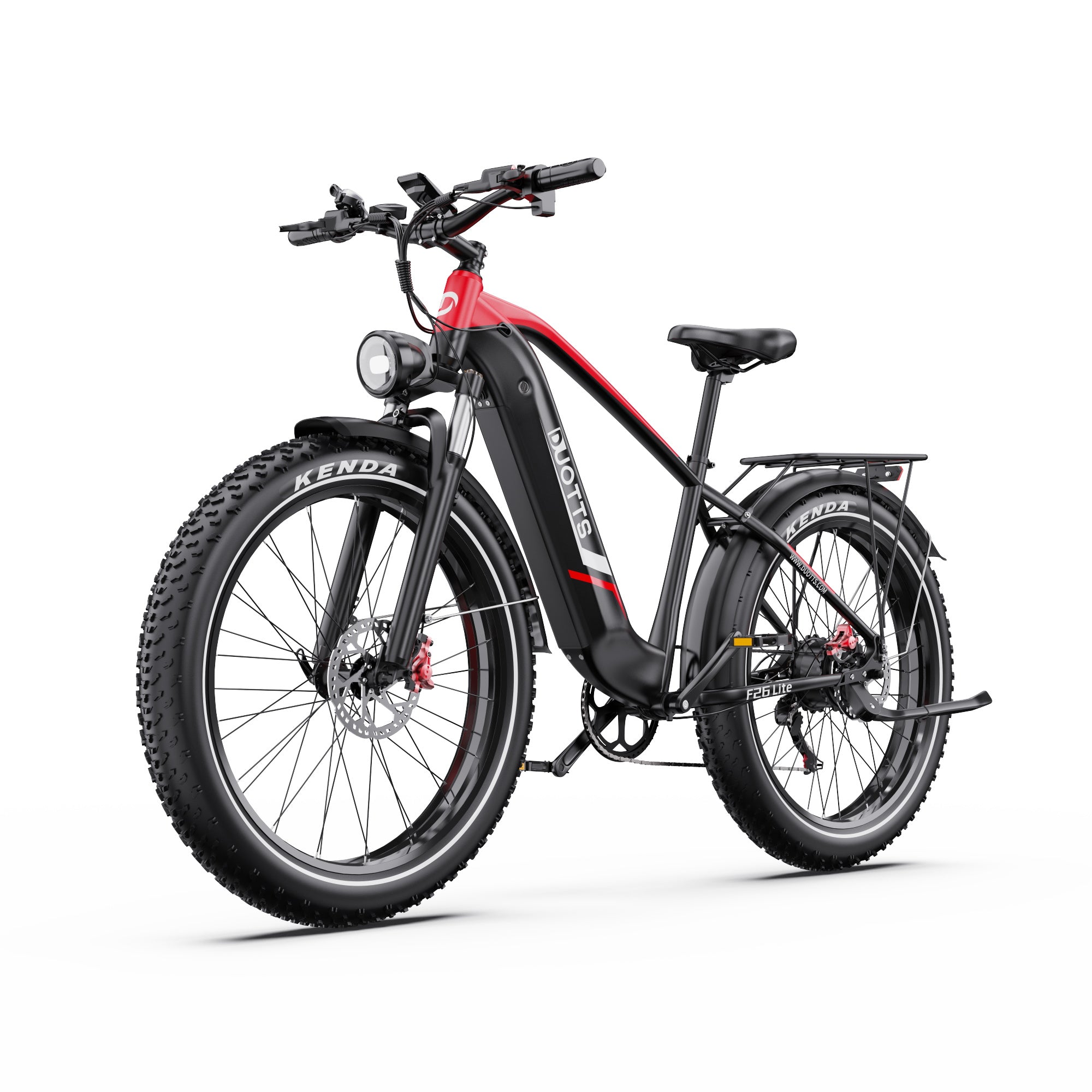 DUOTTS F26 Lite Electric Bike with black and red design on a white background - Pogo Cycles