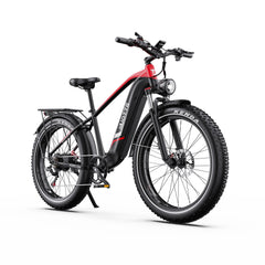 DUOTTS F26 Lite Electric Bicycle with red frame and black tires on a white background - Pogo Cycles