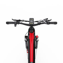 Red DUOTTS F26 Lite Electric Bike with black handlebars on a white background