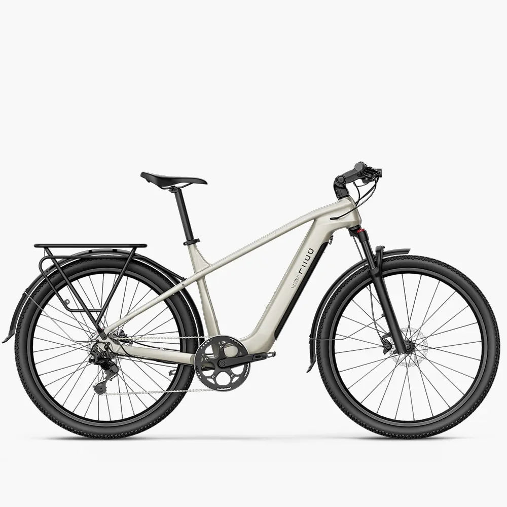 White Fiido Nomads Touring electric bicycle on a white background