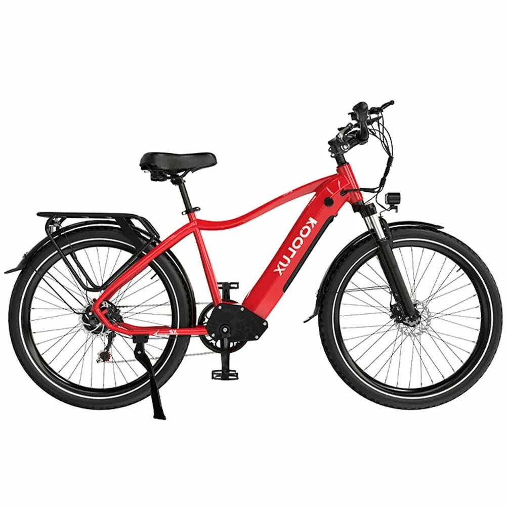 A red Koolux X3 electric bicycle with black components, shown from a side profile on a solid white background.