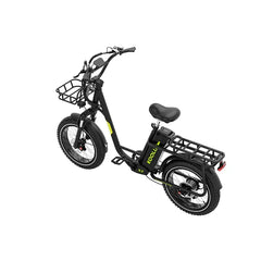 KOOLUX X7 Cargo Electric Bike in black with a basket and cargo rack on a white background