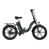 Black KOOLUX BK6S 4.0 Folding Electric Bike with green branding on a white background