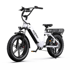 White Onesport OT08 electric bike with black accents on a white background
