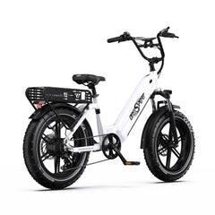 White onesport OT08 electric bike with black tires on a white background