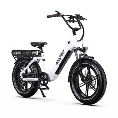 Onesport OT08 electric bike in white with black accents on a white background
