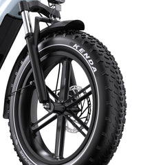 Close-up of a Onesport OT08 bicycle wheel with Kenda tire on a white background