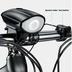 Black Bicycle Light USB Led Waterproof With Horn Mountain Bike Dark Night Outdoor Riding Headlight