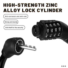 Bike Lock Mountain Bike Portable Security 4-digit Code Bike Lock for Bicycle Motorcycle Scooter