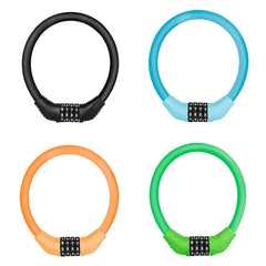 4 Digital Code Anti-Theft Bicycle Cable Lock Stainless Steel Security Locks Portable Combination Code Padlock