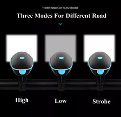 Black Bicycle Light USB Led Waterproof With Horn Mountain Bike Dark Night Outdoor Riding Headlight