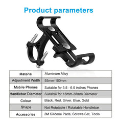 Aluminum Alloy Bike Phone Holder Anti-slip Bracket Metal Motorcycle GPS Clip Universal Cycle Bicycle Phone Stand