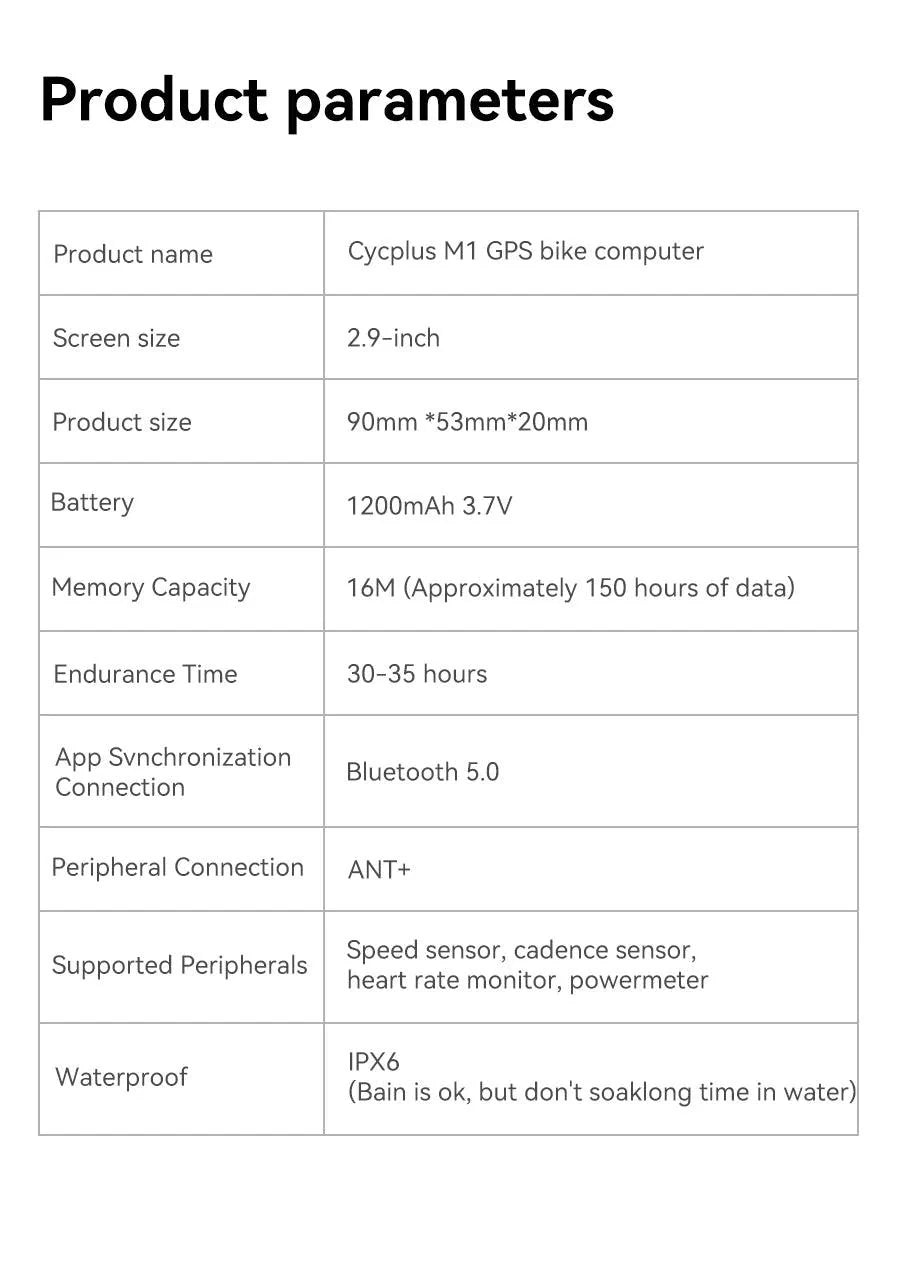 CYCPLUS M1 GPS Bicycle Computer Cycling Speedometer - Pogo Cycles