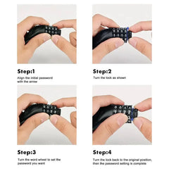 4 Digital Code Anti-Theft Bicycle Cable Lock Stainless Steel Security Locks Portable Combination Code Padlock