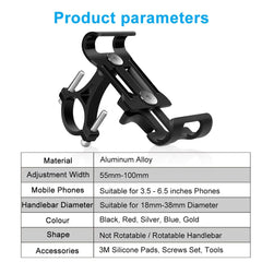 Aluminum Alloy Bike Phone Holder Anti-slip Bracket Metal Motorcycle GPS Clip Universal Cycle Bicycle Phone Stand