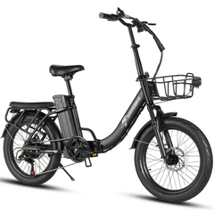 SAMEBIKE CY20 Pro Electric Bicycle in black with a basket on a white background