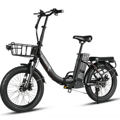 SAMEBIKE CY20 Pro Electric Bike in black with a basket on a white background