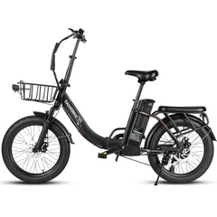 SAMEBIKE CY20 Pro Electric Bike in black with a basket on a white background
