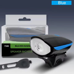 Black Bicycle Light USB Led Waterproof With Horn Mountain Bike Dark Night Outdoor Riding Headlight