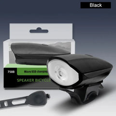 Black Bicycle Light USB Led Waterproof With Horn Mountain Bike Dark Night Outdoor Riding Headlight