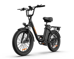 Black URLIFE E20 Step-Thru Electric Bike on a white background