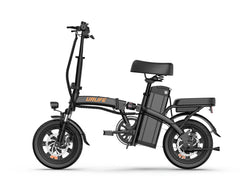 Side View of Black URLIFE F1L Compact Folding Electric Bike on a white background