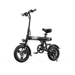 Black VARUN C14-1 Compact Folding Electric Bike on a white background - Pogo Cycles