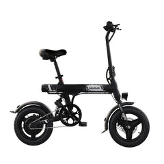 Black VARUN C14-1 Compact Folding Electric Bike with 'VARUN' branding on a white background