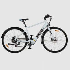 White VARUN C7007 Premium Commuter Electric bicycle on a light gray background
