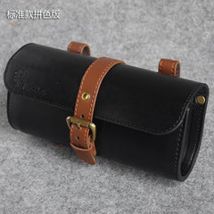 Bicycle bag handmade leather rainproof riding bag handlebar saddle bag fit brompton road bike MTB PU leather tool bag - Pogo Cycles, Ireland
