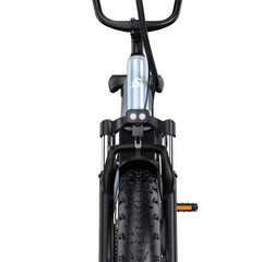 Close-up of a Onesport OT08 bicycle's front suspension fork on a white background