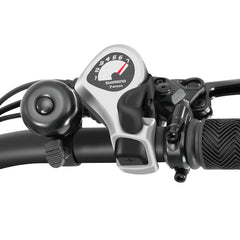 Bicycle handlebar with Shimano gear shifter on a white background