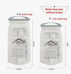 Dimension of water bag 1.5L and 2 L which comes with INOXTO 6L cycling bag - Pogo Cycles