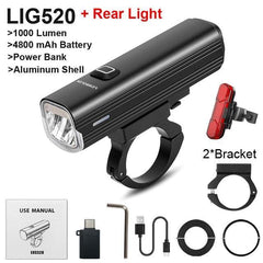 NEWBOLER Bicycle Light Front 1000Lumen Bike Light 4800mAh Waterproof Flashlight USB Charging MTB Road Cycling Lamp Accessories - Pogo Cycles