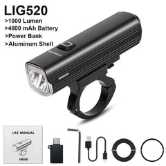 NEWBOLER Bicycle Light Front 1000Lumen Bike Light 4800mAh Waterproof Flashlight USB Charging MTB Road Cycling Lamp Accessories - Pogo Cycles