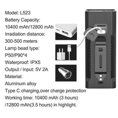 Super Bright Flashlight- Front Lights & Back Rear 10400mAh/12800mAh - Pogo Cycles