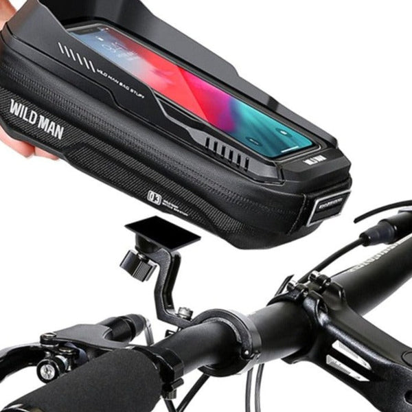WILD MAN Rainproof Bike Bag Hard Shell Bicycle Phone Holder Case Touch Lets Cycle Ireland