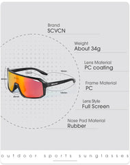 SCVCN Sports Men UV400 Sunglasses Cycling Glasses Runing Cycl Camp Bike Eyewear MTB Outdoor Goggles Bicycle Women Hunting