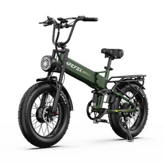 APEFOX RH20 Folding Dual Motor Electric Bike in green with 'APEFOX' branding on a white background
