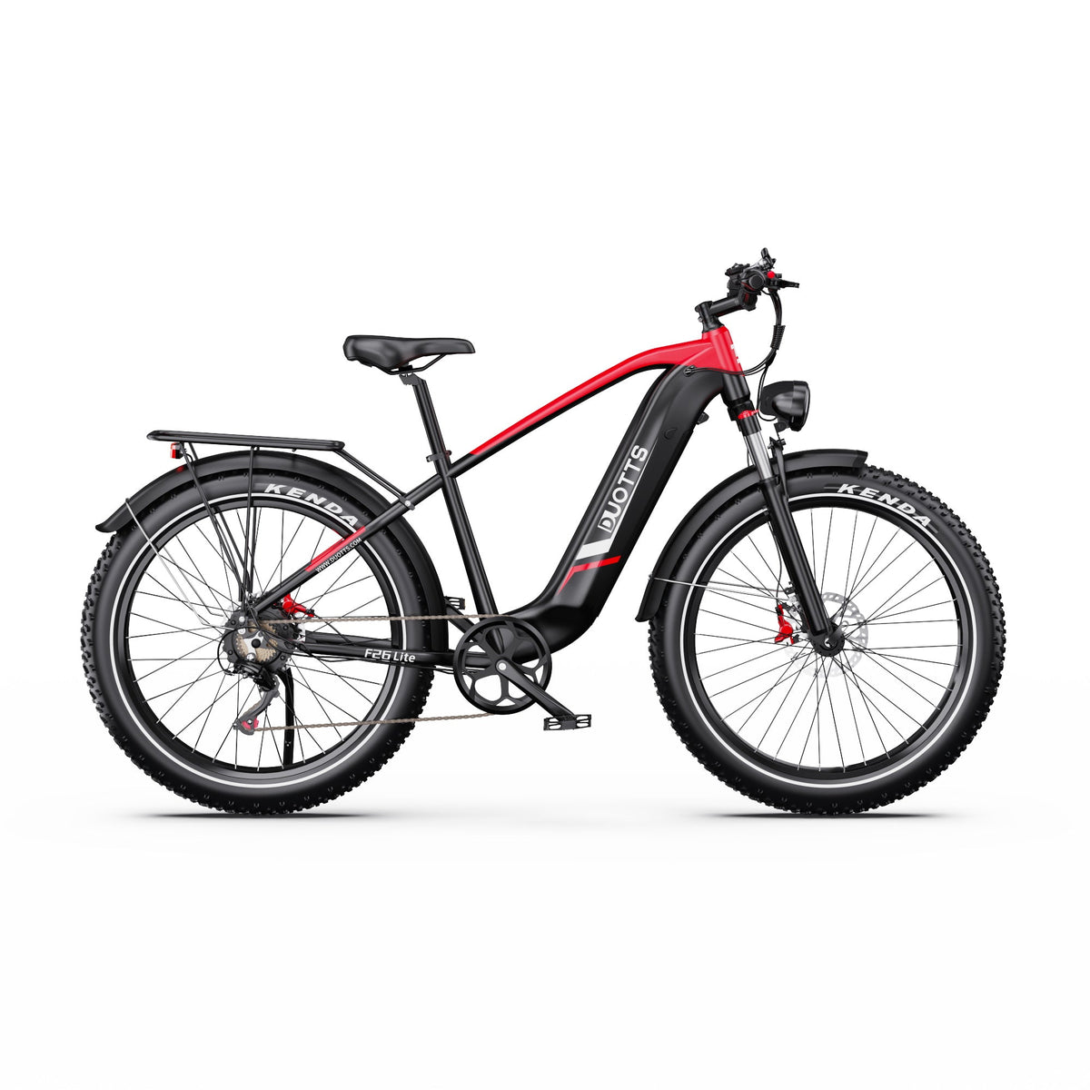 DUOTTS F26 Lite Electric Bike with red and black design on a white background