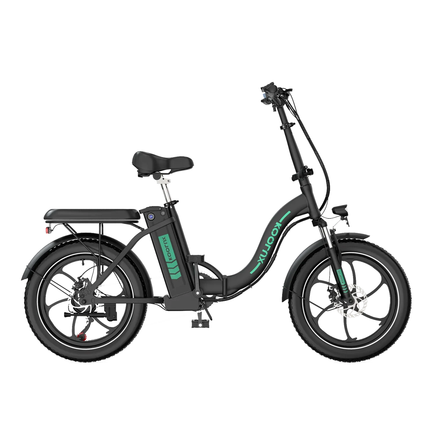 Black KOOLUX BK6S 3.0 Folding Electric Bike in green colour with KOOLUX  branding on a white background