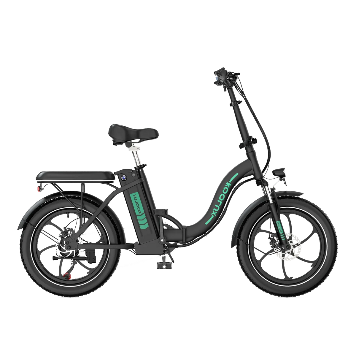 Black KOOLUX BK6S 3.0 Folding Electric Bike in green colour with KOOLUX  branding on a white background
